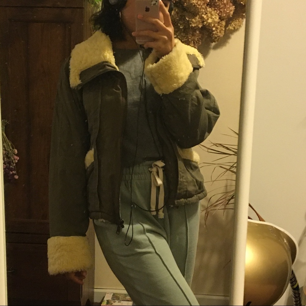 Aviator Jacket with Faux Fur Trim